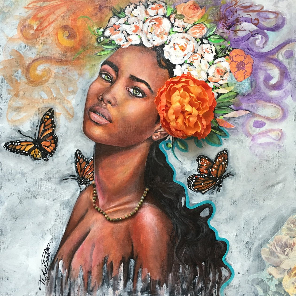 Monarch Beauty, 2018 (technique mixte sur toile) - Thomas Elias Lockhart