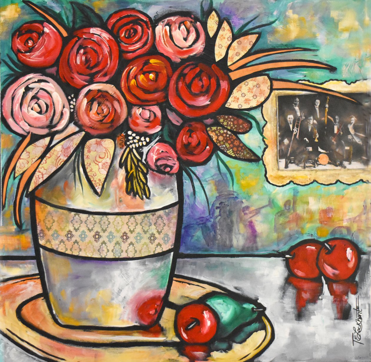 Still Life Jazz, 2014 (technique mixte sur toile) - Thomas Elias Lockhart