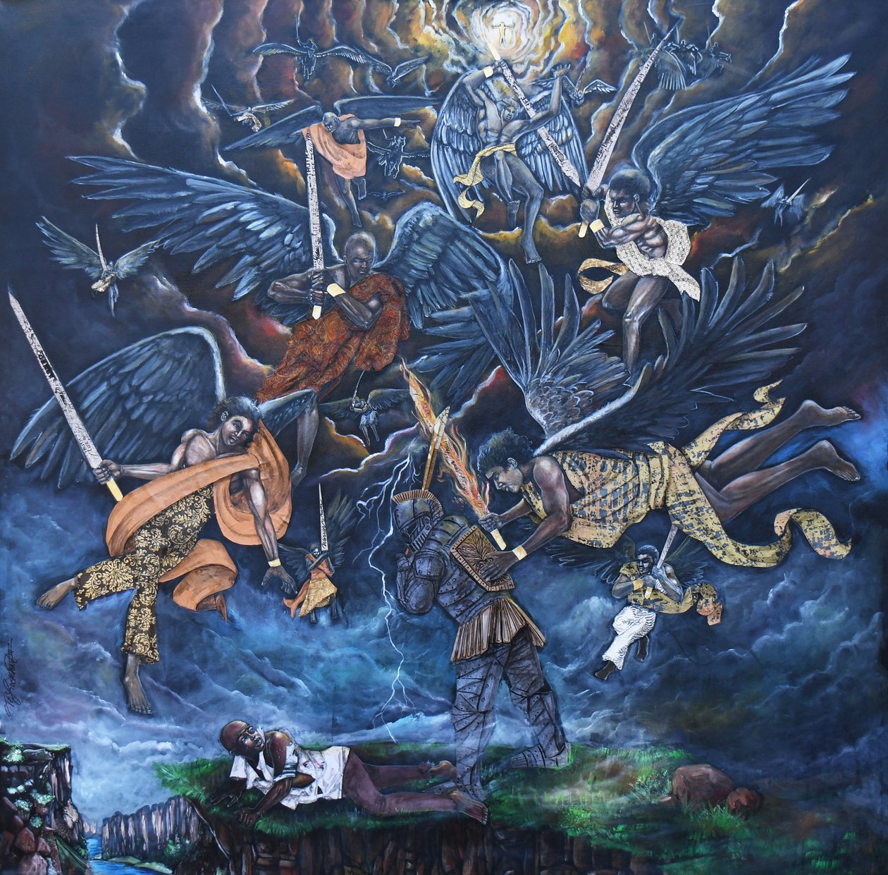 i will send down an army for you, 2020 (mixed media on canvas) - Thomas Elias Lockhart