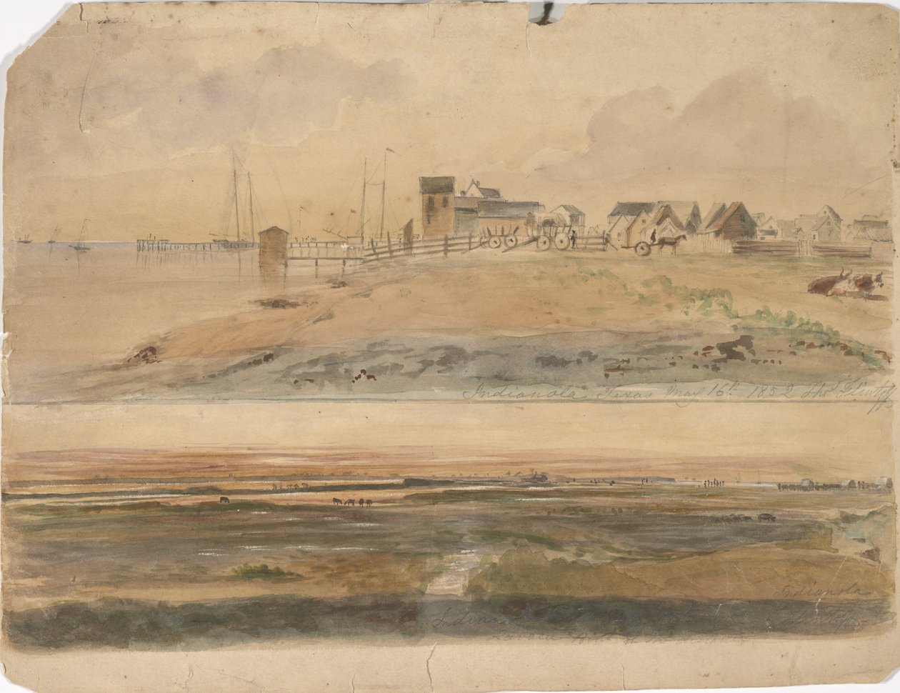 Indianola, Texas et Indianola avec Lavaca Point au loin, 16 mai 1852 - Thomas Flintoff