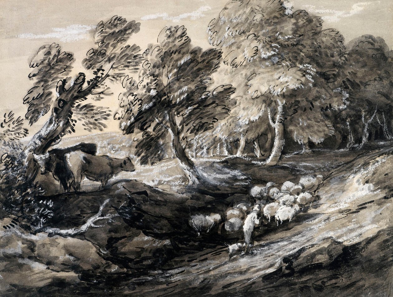 Un berger conduisant un troupeau de moutons à travers un bois - Thomas Gainsborough
