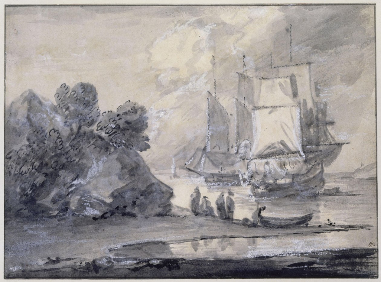 Scène côtière avec personnages et navires - Thomas Gainsborough