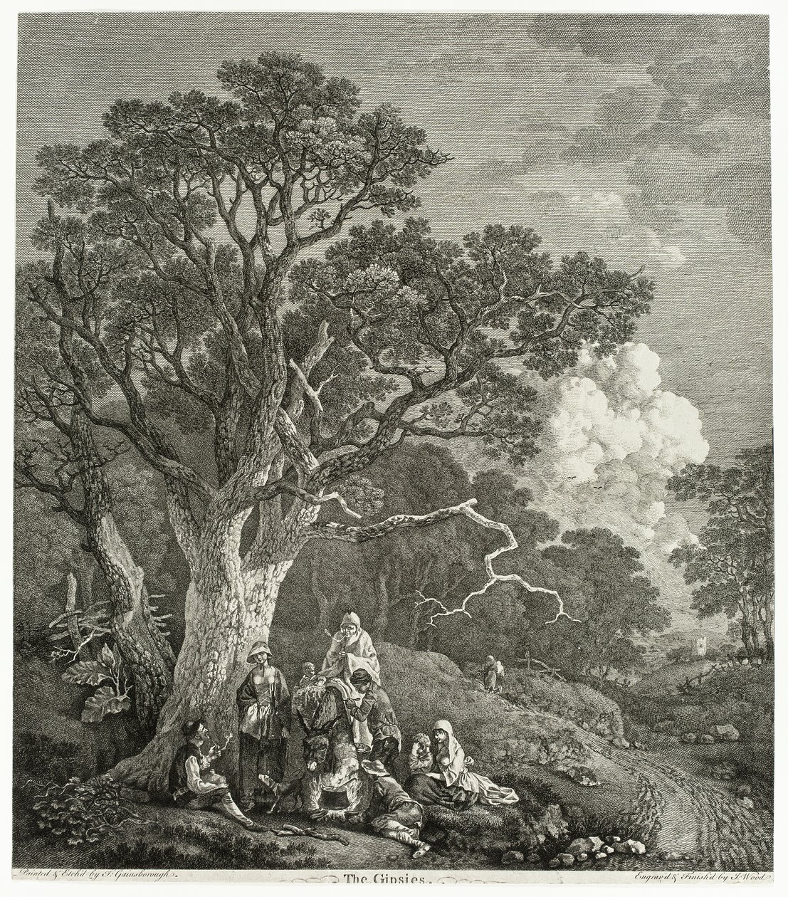 Paysage boisé avec gitans rassemblés autour d