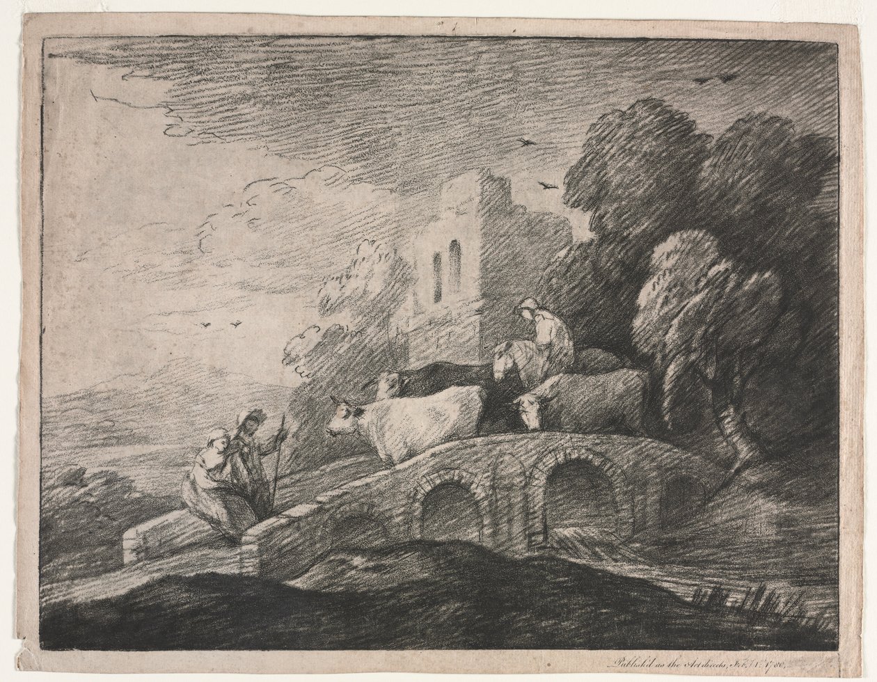 Paysage boisé avec bergers conduisant du bétail - Thomas Gainsborough