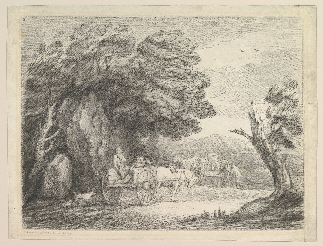 Paysage boisé avec deux charrettes de campagne et des figures, 1er août 1797 - Thomas Gainsborough