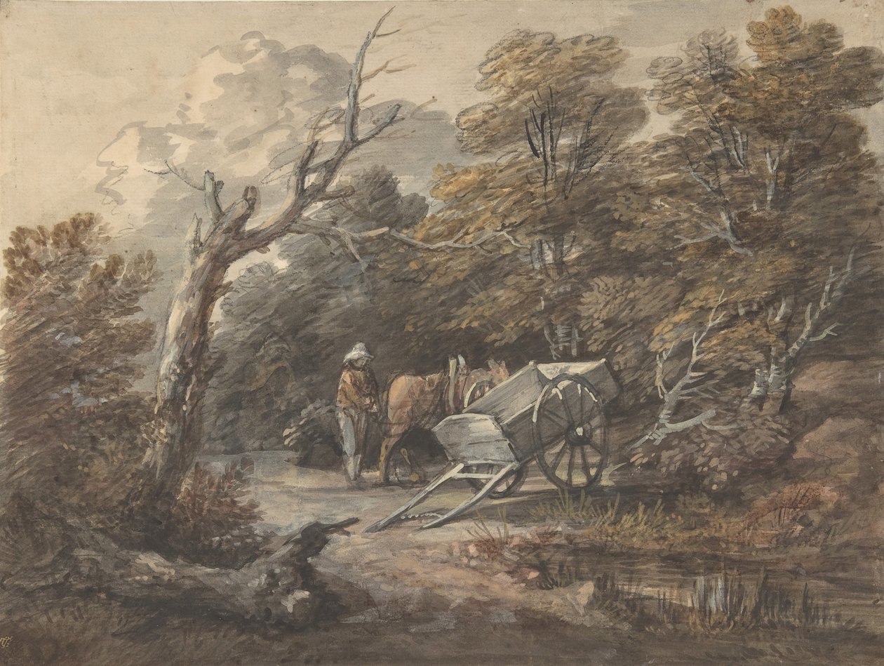 Scène boisée avec un paysan, un cheval et une charrette, vers 1760 - Thomas Gainsborough