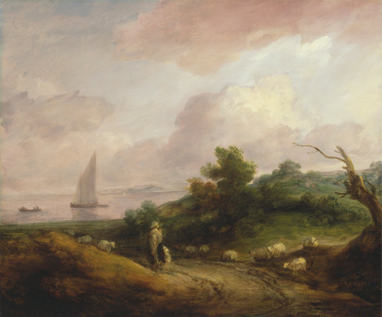 Paysage côtier avec un berger et son troupeau - Thomas Gainsborough RA