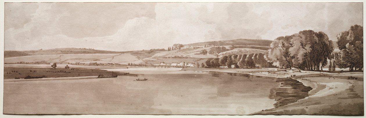 Une sélection de vingt des vues les plus pittoresques de Paris : Vue de Belle Vue & Pont de Sèvres, 1802 - Thomas Girtin