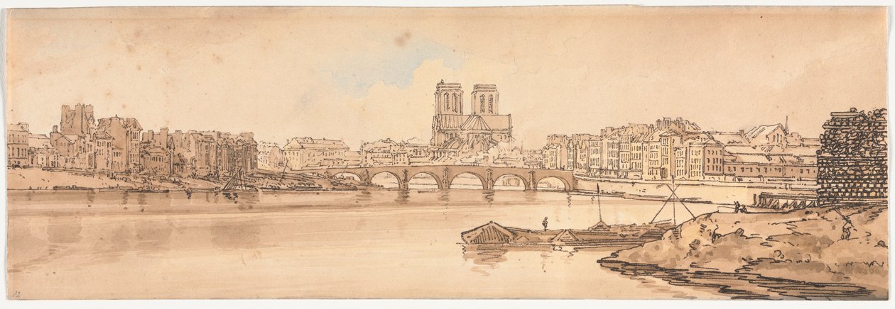 Une sélection de vingt des vues les plus pittoresques de Paris : Vue du Pont de la Tournelle et de Notre-Dame prise de l