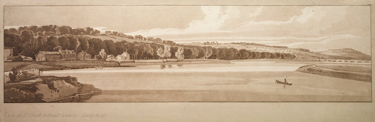 Une sélection de vingt des vues les plus pittoresques de Paris : Vue de St. Cloud..., 1802 - Thomas Girtin