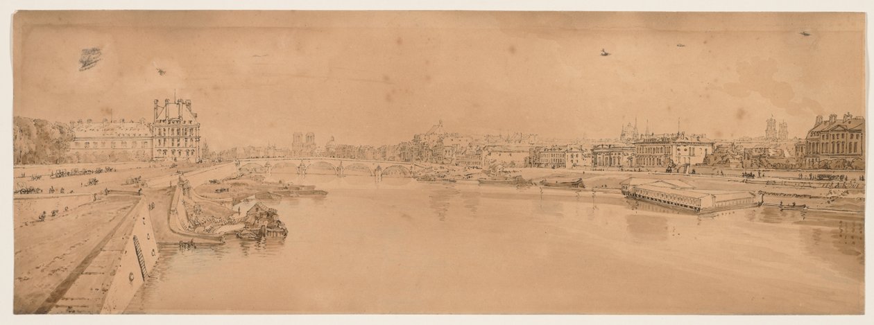 Une sélection de vingt des vues les plus pittoresques de Paris : Vue des Tuileries et du pont prise du Pont de la Concorde - Thomas Girtin