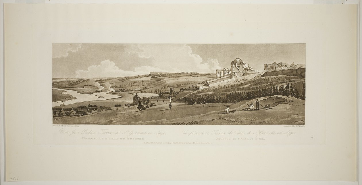 Vue depuis la terrasse du palais à Saint Germain en Laye, de Vingt vues de Paris et de ses environs - Thomas Girtin
