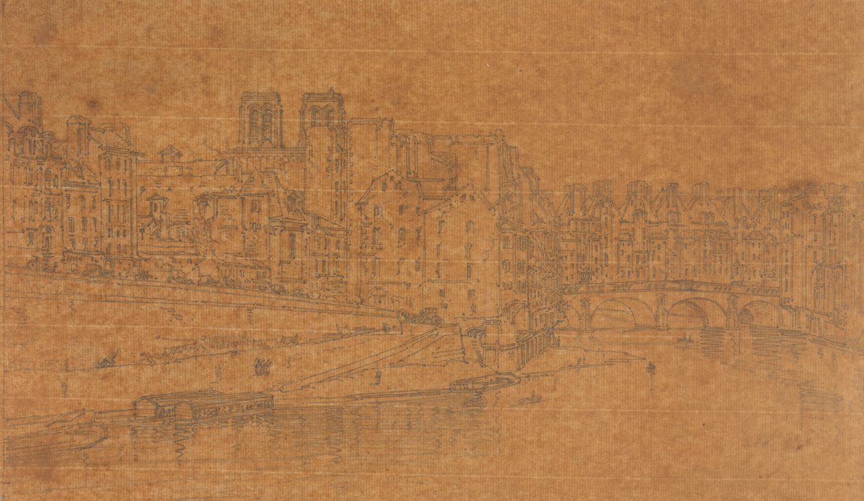 Vue du Pont St.Michel, prise du Pont Neuf, 1803 (étude pour la Planche 4 des Vues de Paris) - Thomas Girtin
