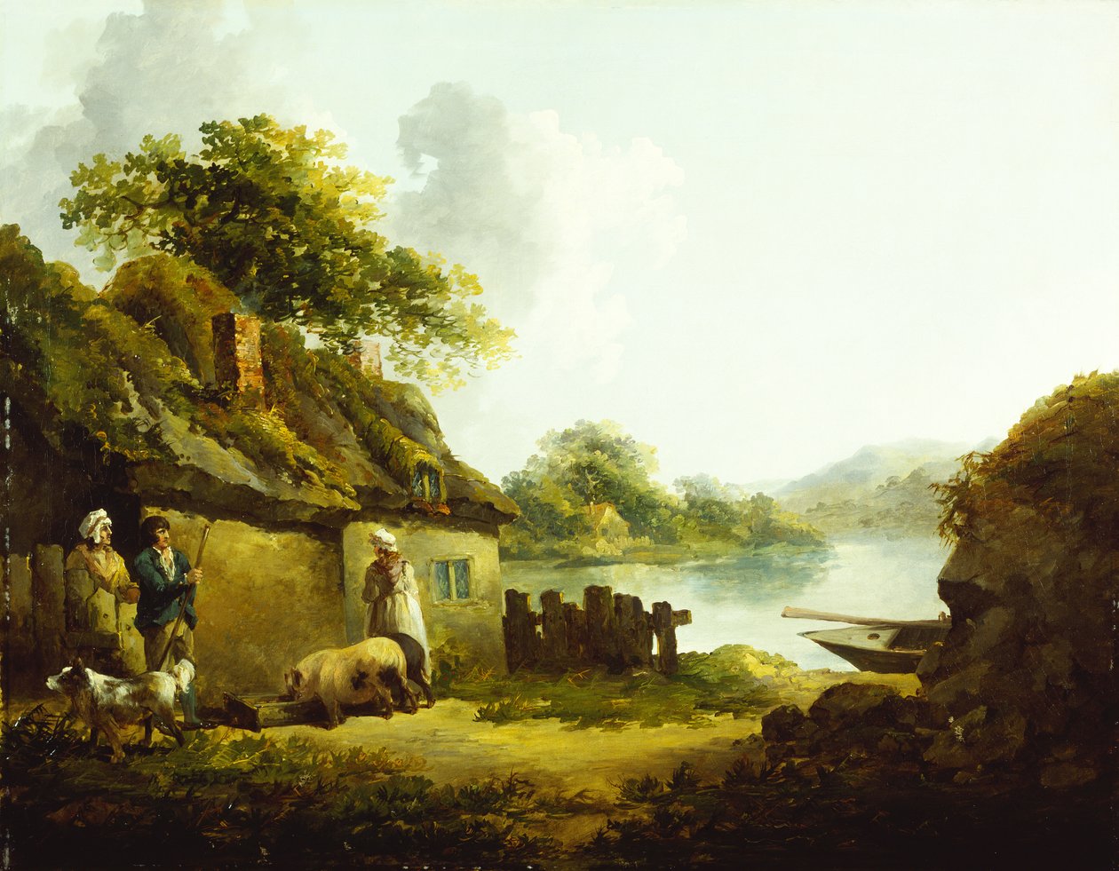 Une famille gitane devant une grange dans un paysage - Thomas Hand
