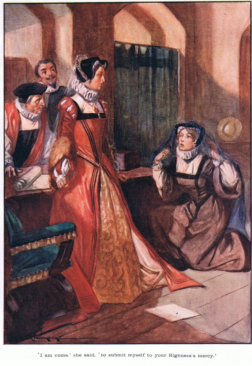 "Je suis venue, dit-elle, pour me soumettre à la miséricorde de votre Altesse". (lithographie couleur) - Thomas Heath Robinson