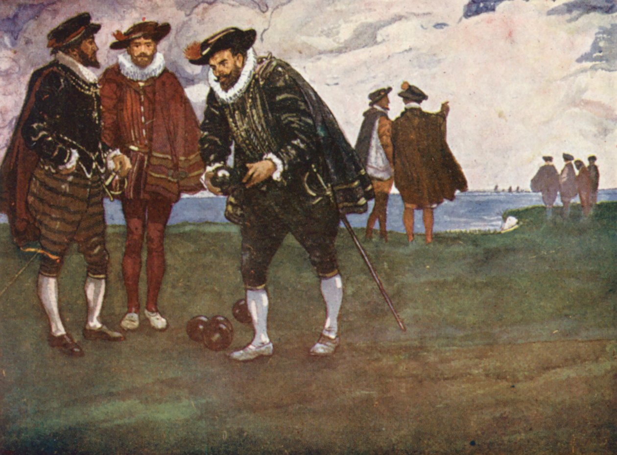 Illustration pour la vie de Sir Francis Drake (lithographie couleur) - Thomas Heath Robinson