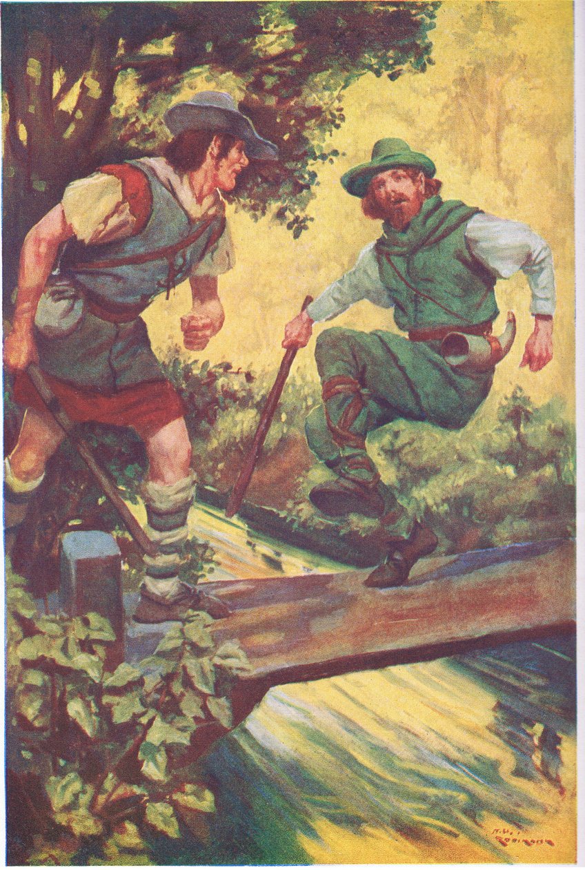 Dans un moment de malchance, il a glissé sur les planches de bois (lithographie en couleur). - Thomas Heath Robinson