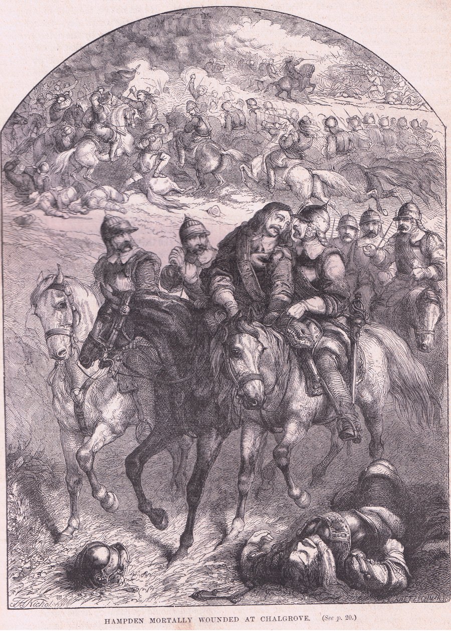 Hampden mortellement blessé à Chalgrove AD 1643 - Thomas Henry Nicholson