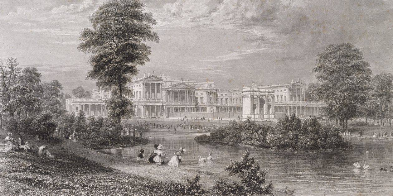 Vue du palais de Buckingham et de Marble Arch, depuis St. James