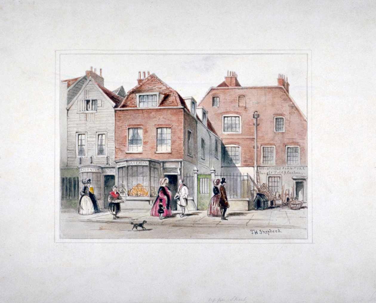 Maison de M. Upcott et figures sur Upper Street, Islington, Londres - Thomas Hosmer Shepherd
