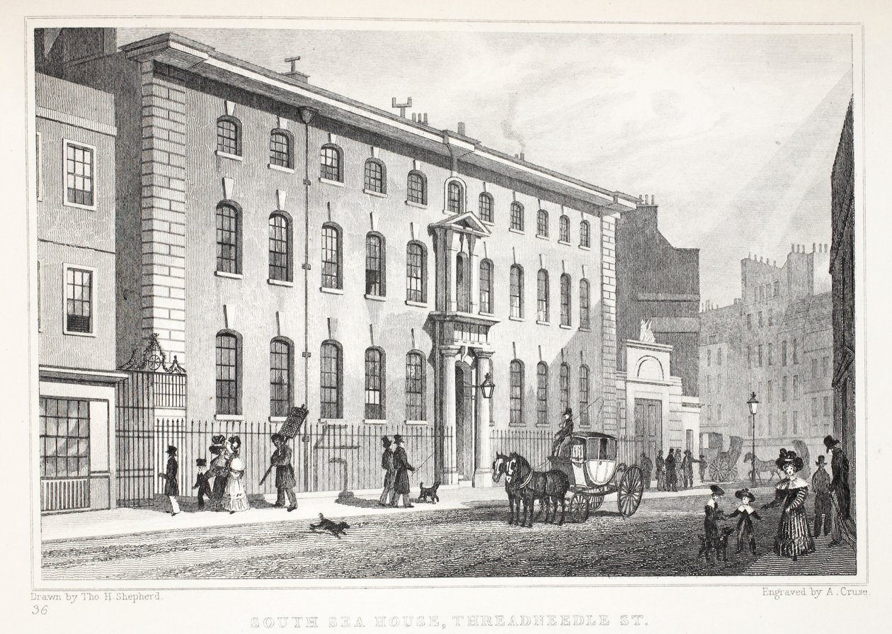 South Sea House, Threadneedle Street, de 'Londres et ses Environs au ...