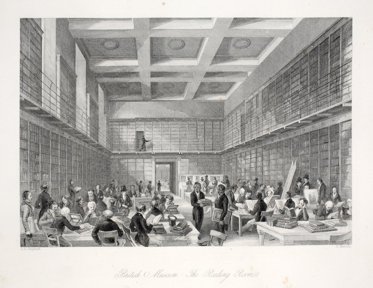 Salle de lecture et bibliothèque au British Museum, de 