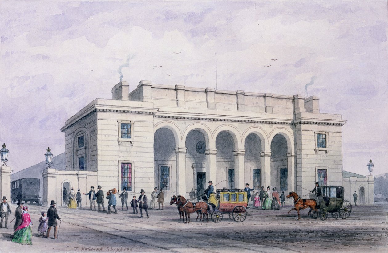 La gare de la South-Western Railway à Nine Elms Vauxhall, 1856 - Thomas Hosmer Shepherd