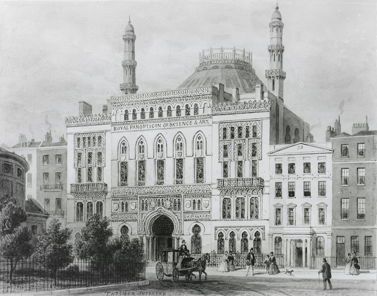 Vue du Panopticon royal des sciences et des arts, 1825 - Thomas Hosmer Shepherd