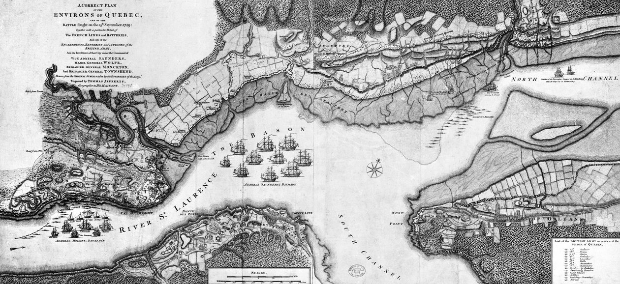Plan correct des environs de Québec et de la bataille du 13 septembre 1759 - Thomas Jefferys