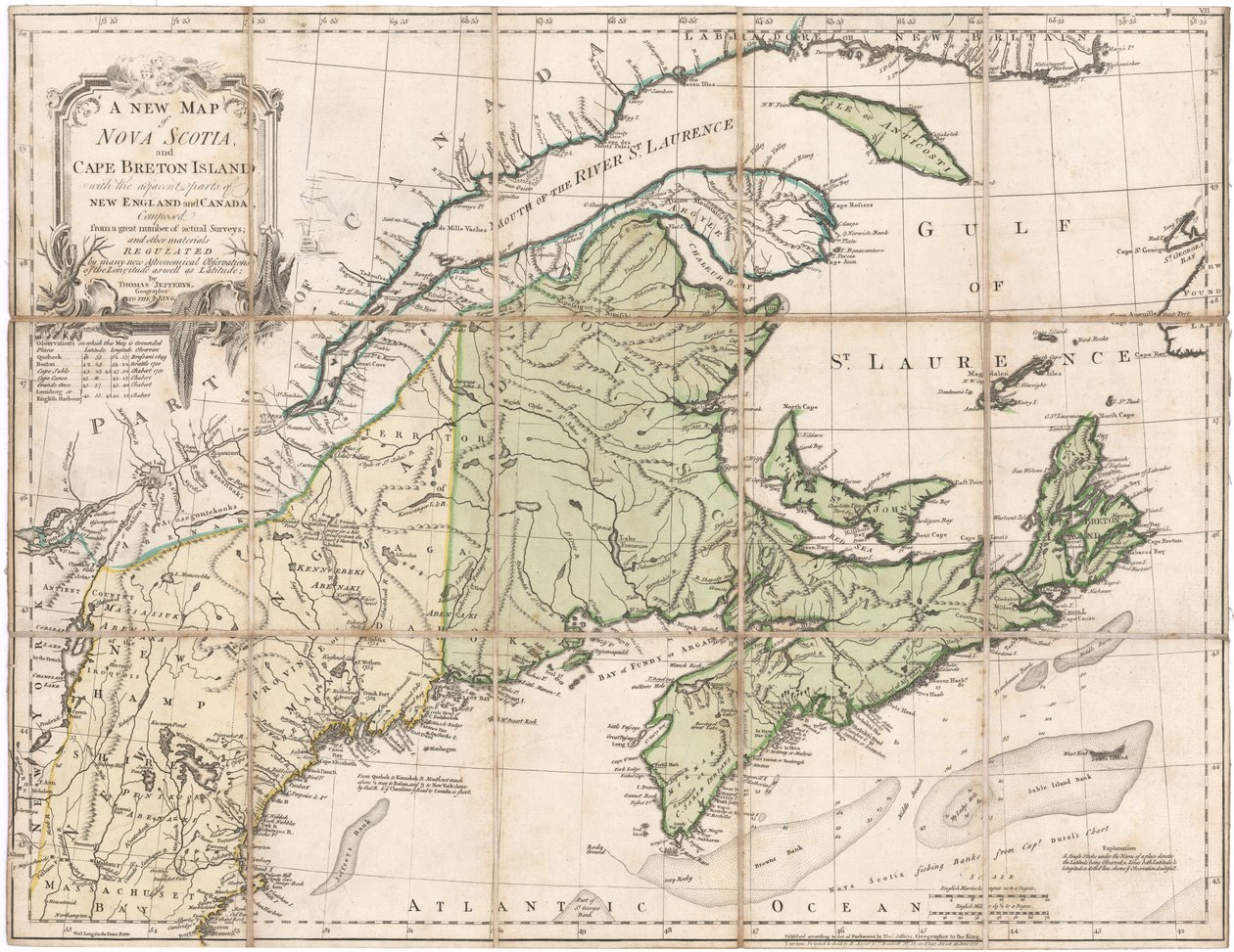 Carte de la Nouvelle-Écosse par Jefferys - Thomas Jefferys