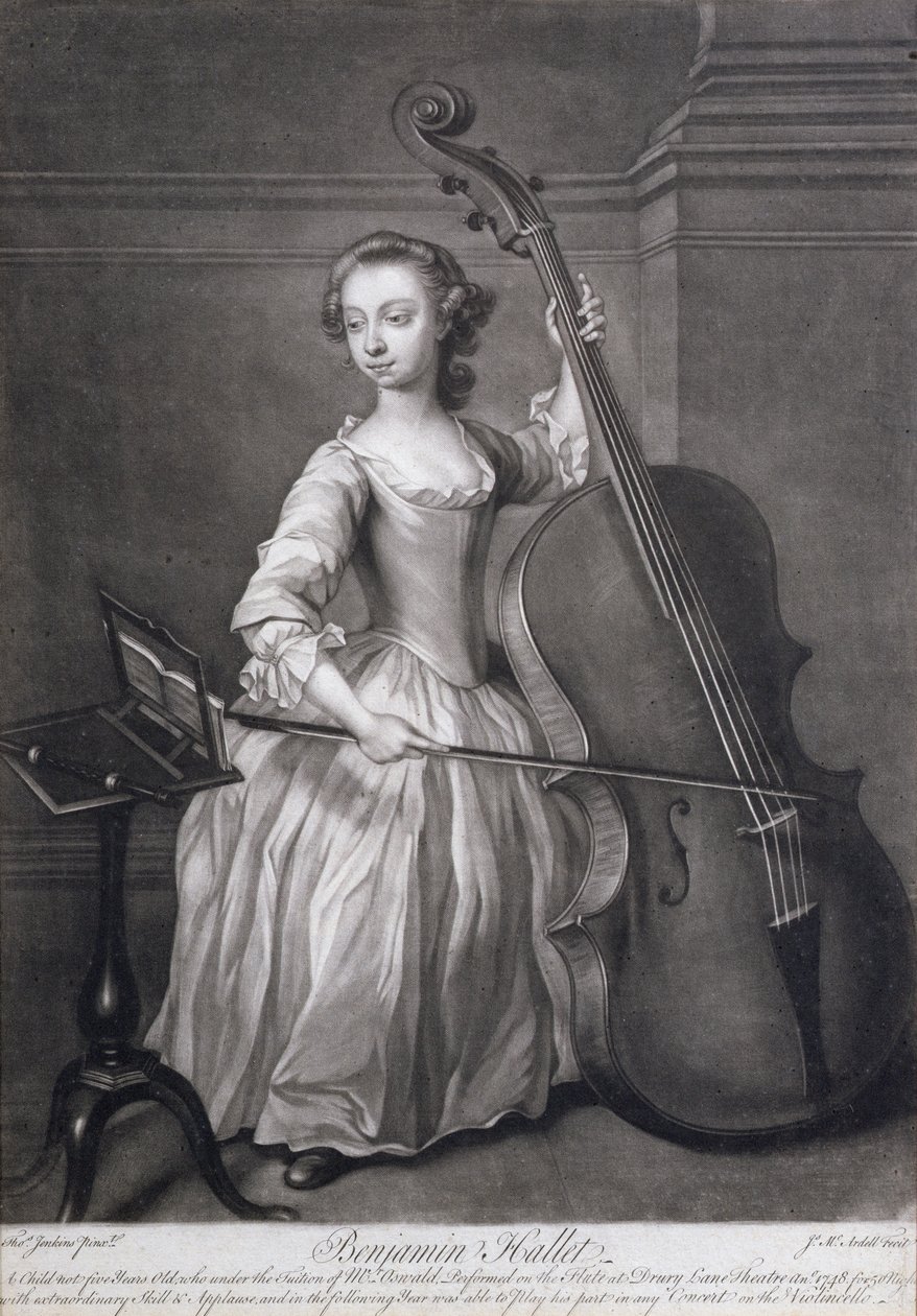 Portrait de Benjamin Hallet jouant du violoncelle, gravé par James McArdell, c.1749 - Thomas Jenkins