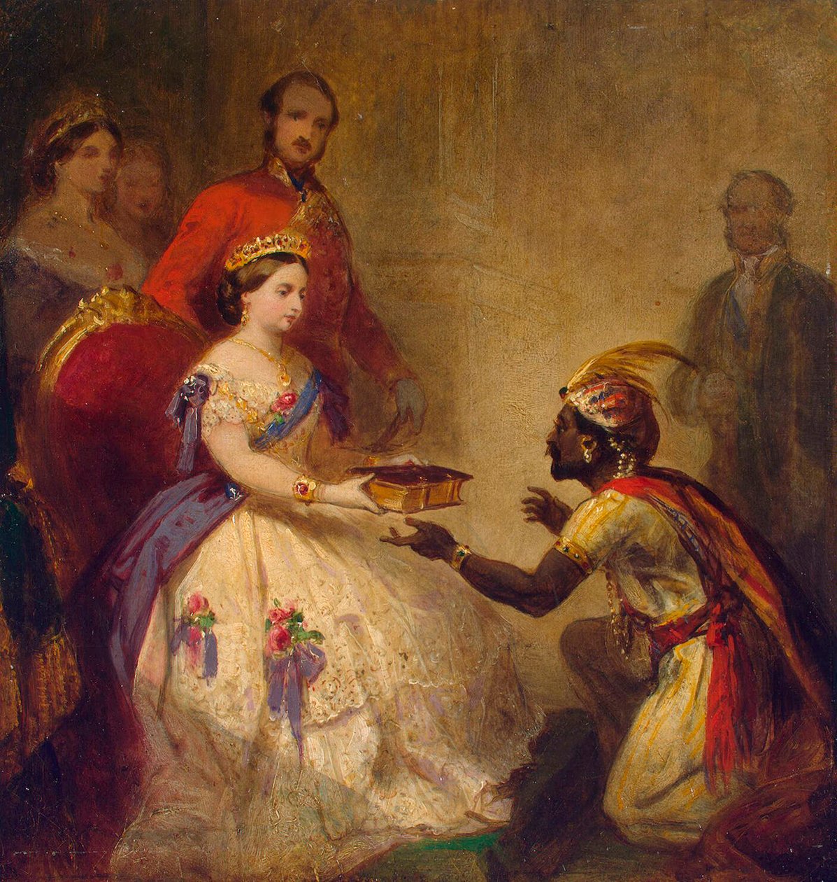 La reine Victoria donnant la Bible à un chef africain - Thomas Jones Barker