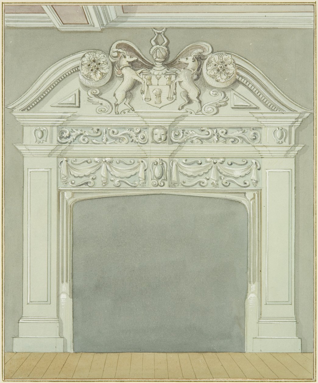 Cheminée dans les locaux adjacents à la maison de garde, Wine Street - Thomas Leeson the Elder Rowbotham