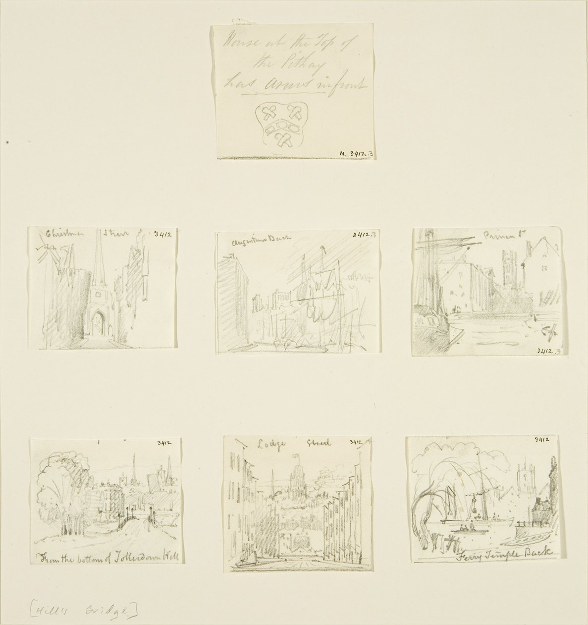 (détail) maison en haut de Pithay, croquis de Christmas Street, St Augustines