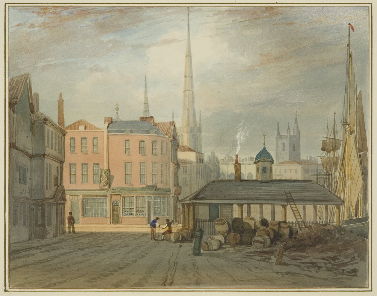 Extrémité nord-est de King Street, montrant le marché gallois - Thomas Leeson the Elder Rowbotham