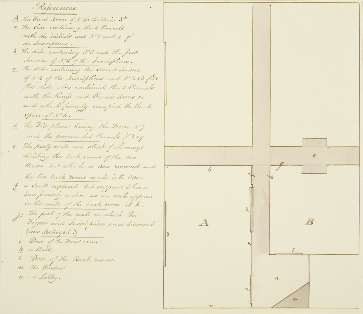 Plan du 46 Baldwin Street - Thomas Leeson the Elder Rowbotham