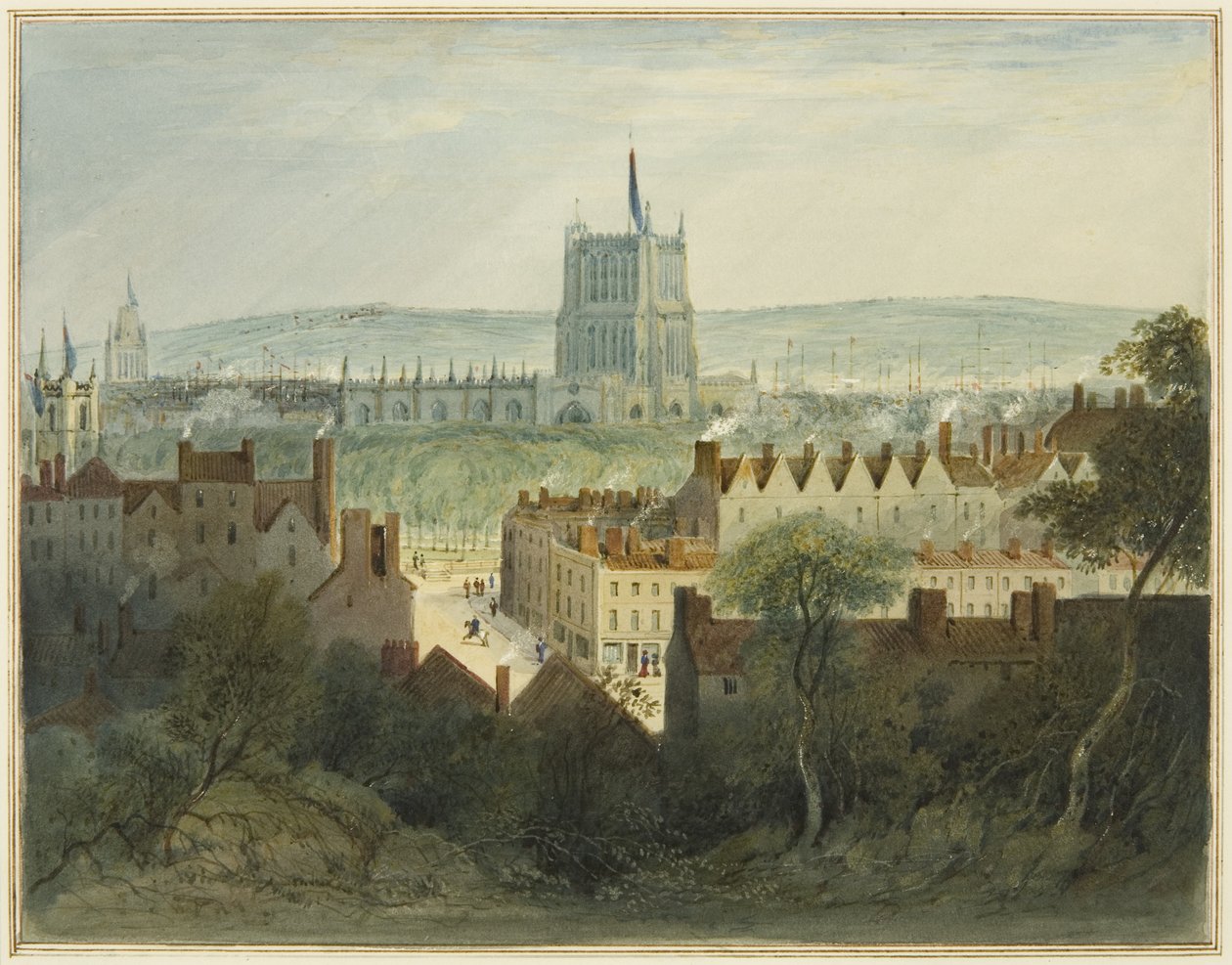 La cathédrale, College Green et College Street - Thomas Leeson the Elder Rowbotham