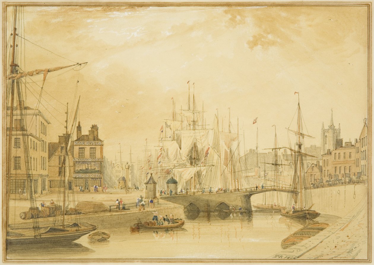 Vue du pont-levis (pont St Augustine) et d