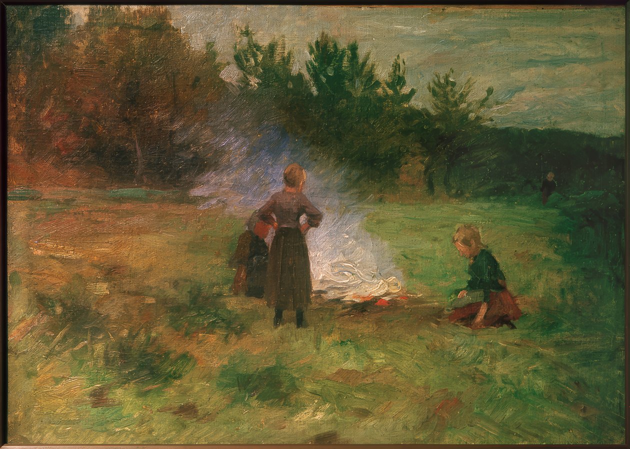 Fille au feu de camp - Thomas Ludwig Herbst