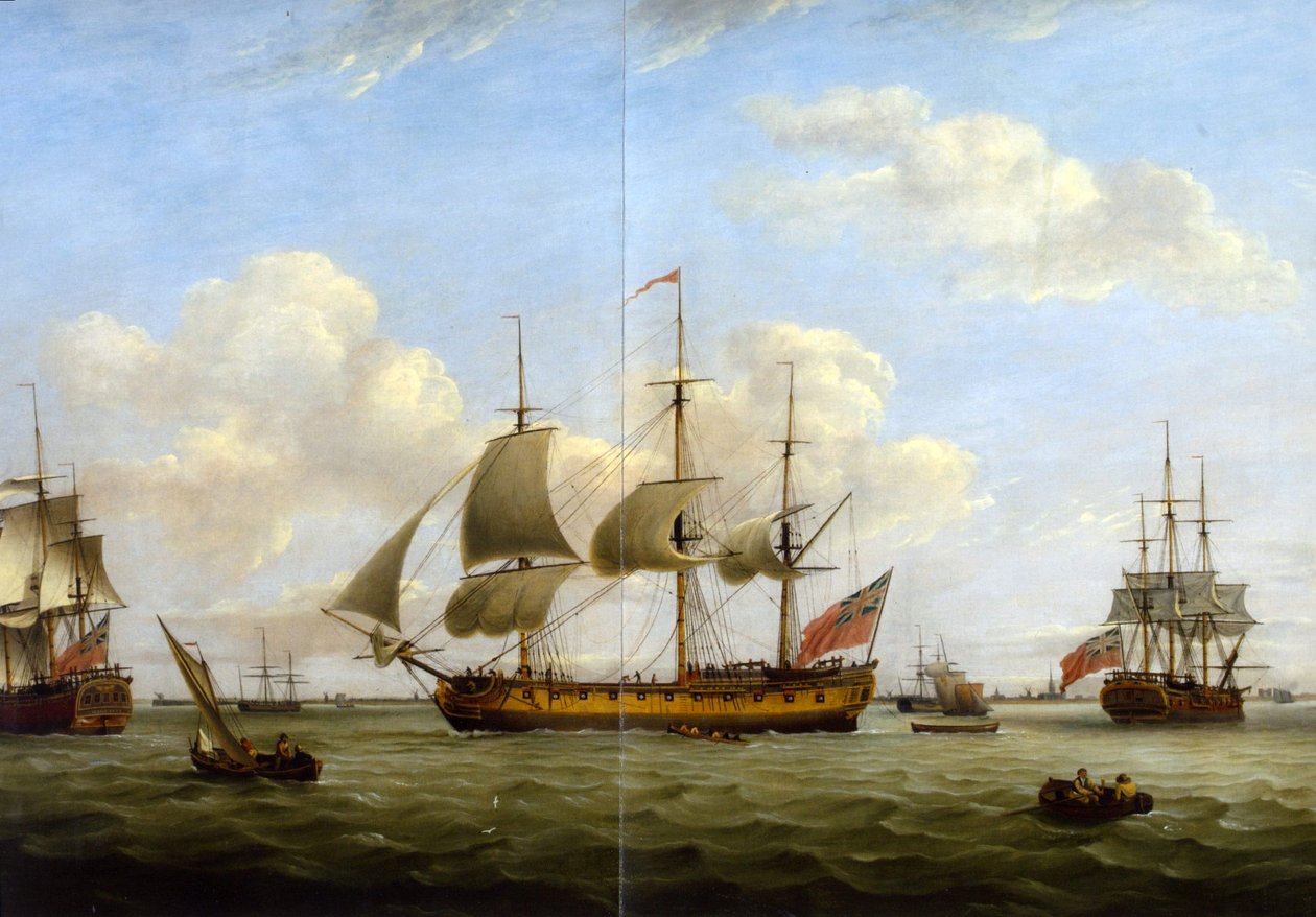 HMS Maria Anna-Earl of Chatham- Achilles-Thomas Luny - Thomas Luny