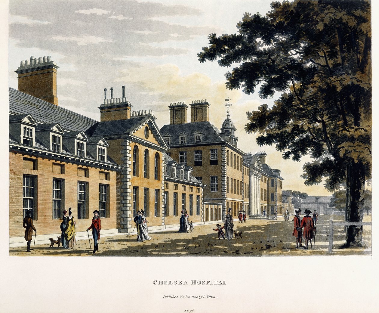 Hôpital de Chelsea, de "A Picturesque Tour through the Cities of London and Westminster Illustrated", 1792-1801 - Thomas Malton Jnr.