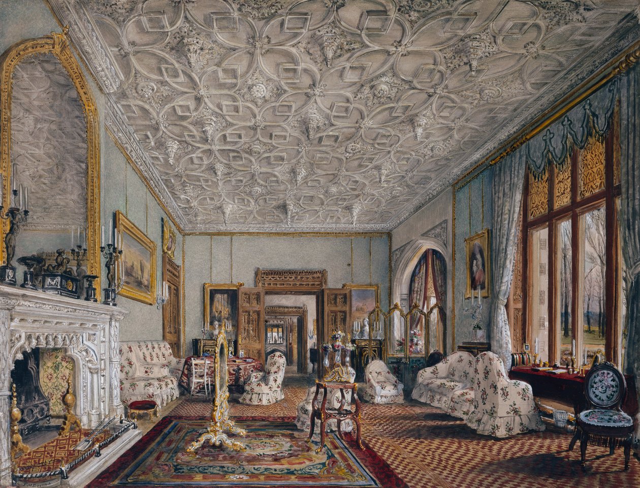 Salon de style gothique, c.1850 - Thomas Mann Baynes