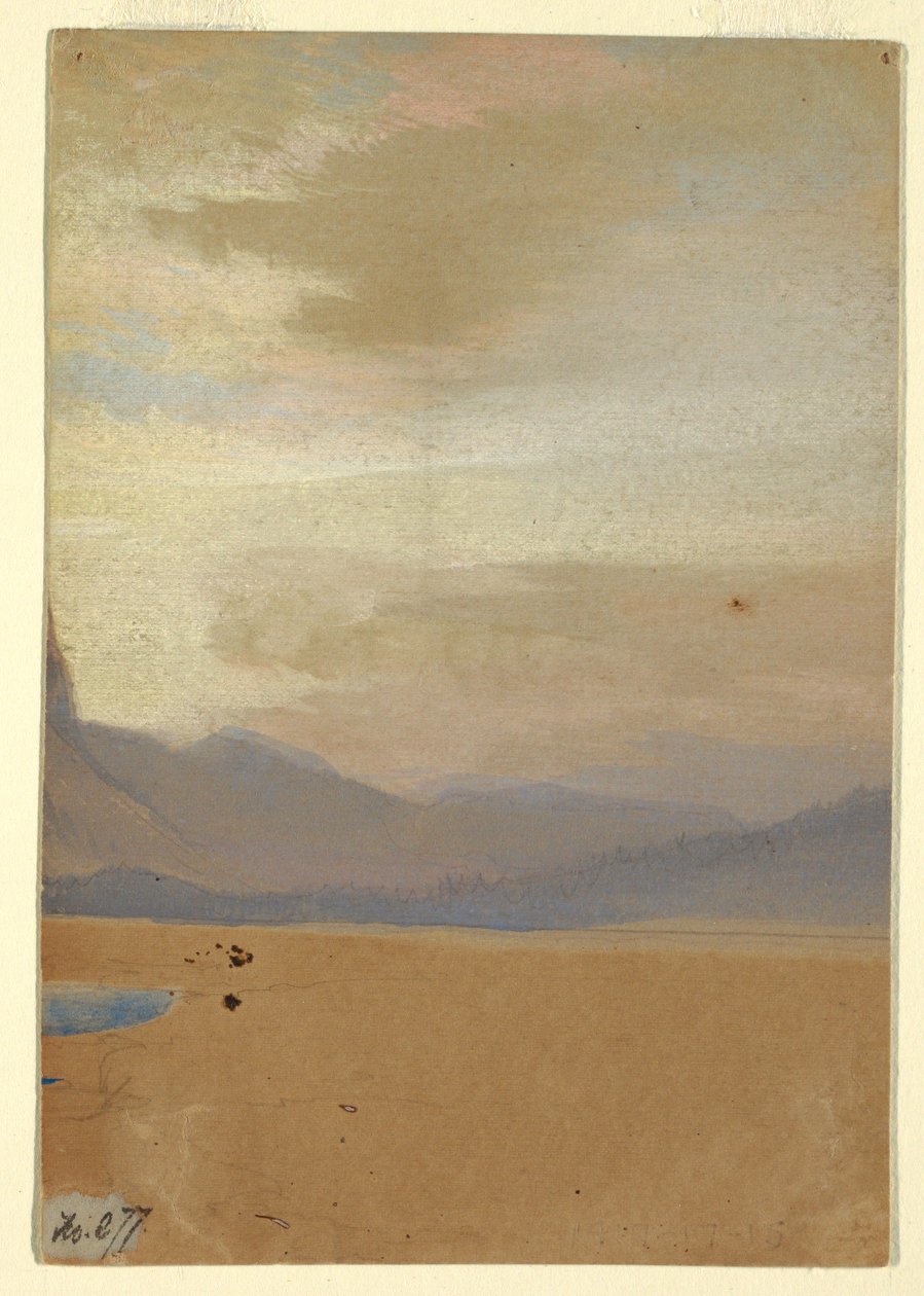 Dessin, Plaines américaines avec chaîne de montagnes au loin, avant 1872 - Thomas Moran