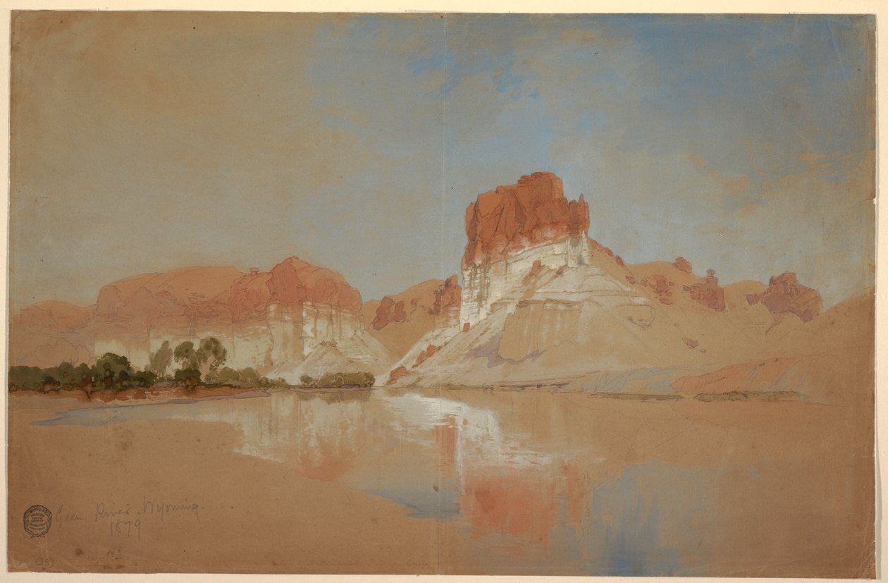 Dessin, Green River, Territoire du Wyoming, 1879 - Thomas Moran
