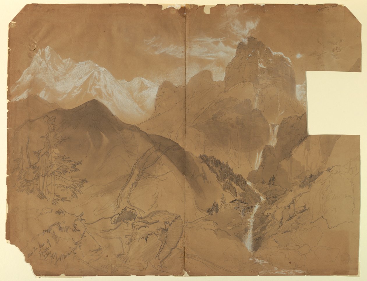 Dessin, près du col de Faido, Italie, 1867 - Thomas Moran