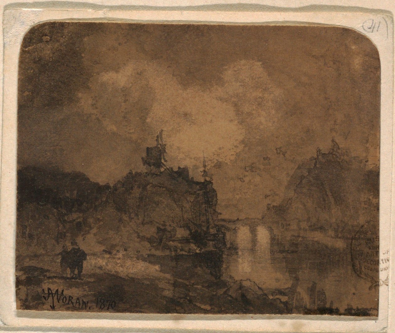 Dessin, scène de rivière, Grand Canyon, Colorado, 1870 - Thomas Moran