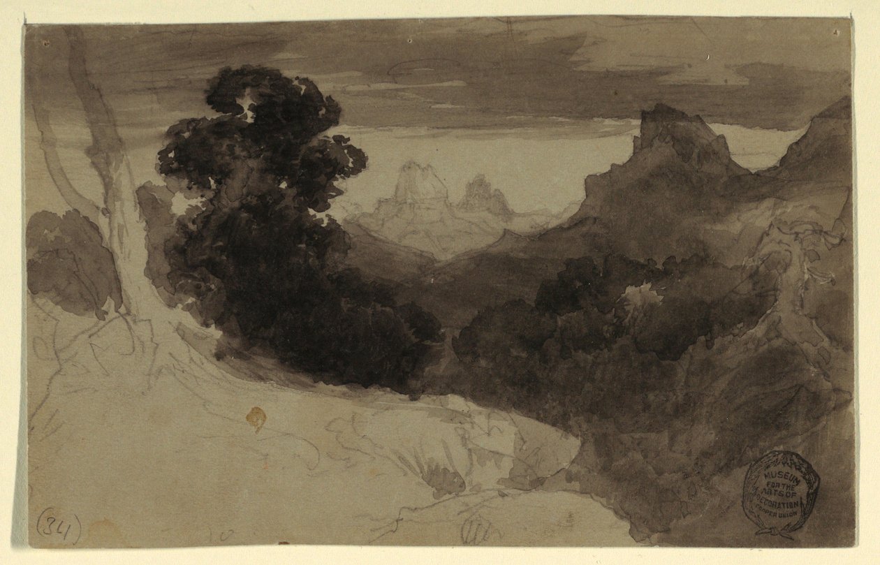 Dessin, Vue des Tetons, Wyoming, 1874 - Thomas Moran