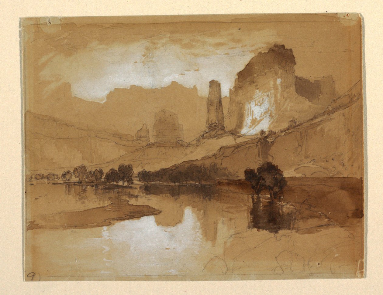 Dessin, Yellowstone Below the Falls, probablement 1871 - Thomas Moran