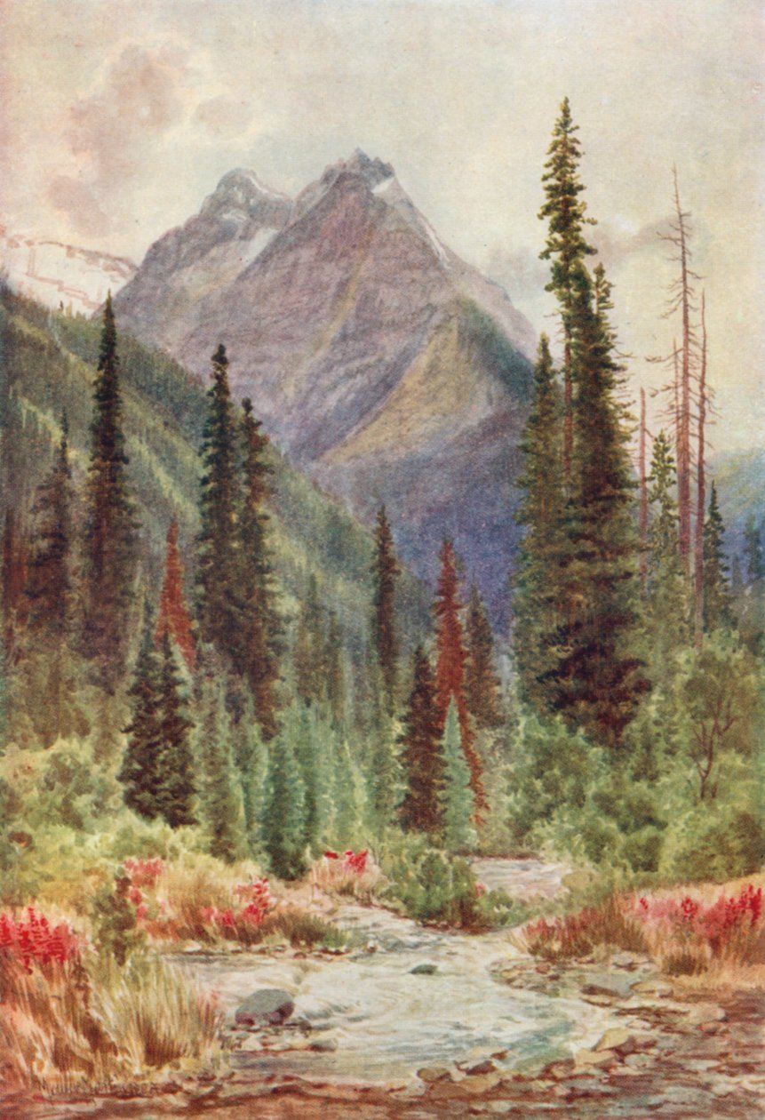Ross Peak, Selkirk Mountains, Colombie-Britannique (lithographie couleur) - Thomas Mower Martin