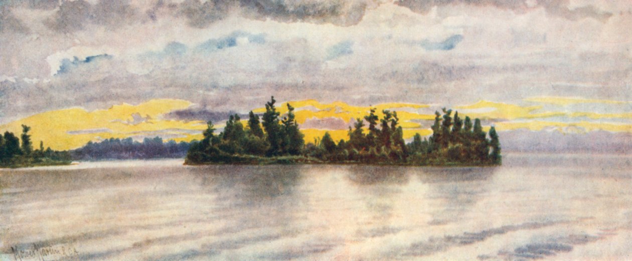 Temps pluvieux, lac Muskoka (lithographie couleur) - Thomas Mower Martin